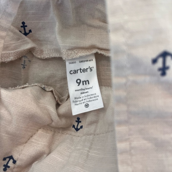 Carters Baby Boy Overall Sailboat Nautica 9 months Tan Navy One Piece Photos - Picture 8 of 8